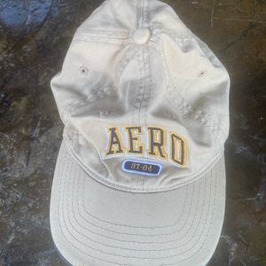 EUC Aeropostale Athletics Fitted Stretch Khaki tan Baseball Hat Cap 100% cotton
